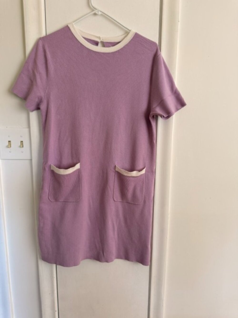 Wenrine Purple & White Shift Dress – Size Medium – Short Sleeve Workwear - Picture 2 of 8